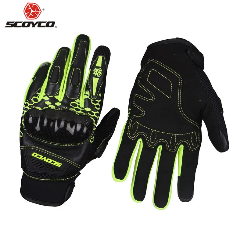SCOYCO MC65 защитные мотоциклетные перчатки для езды на мотоцикле байкерские гоночные перчатки спортивные перчатки Guantes Moto Gants Guanti Luvas Motocicleta - Цвет: Зеленый