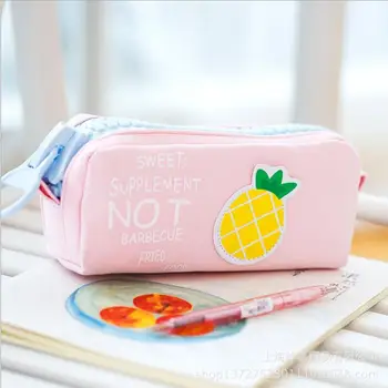 

"Big Fruit" Pencil Bag Canvas Cute Stationery Case Zip Around Big Pocket Stationery Gift