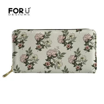 

FORUDESIGNS Summer Blooms Floral Printing Wallet Women Leather Purse for Girls Phone Case Card Holder Clutch Long Wallets 2019