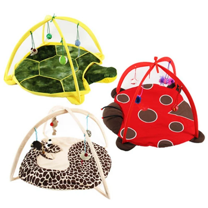 

Pet Cat Play Tent Mobile Activity Beds Multifunction Cat Hammocks Kitten Sleep Bed Foldable Mat with Balls Cat Play House Toys