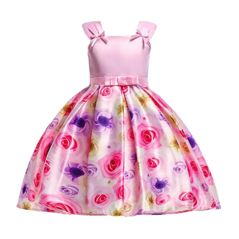 

Elegant Girls Princess Ball Gown Floral Print Sleeveless Birthday Dresses