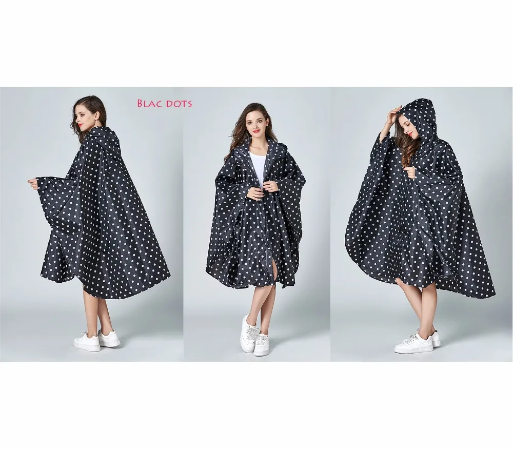 Women's Stylish Waterproof Rain Poncho Coloful Print Raincoat with Hood