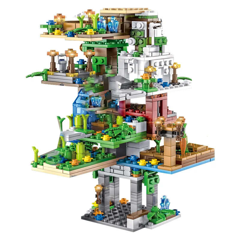 Baratos 690 Uds. Bloques de construcción colgantes para jardín figura de casa de árbol legotely 8 en 1 ladrillos juguetes para niños Navidad