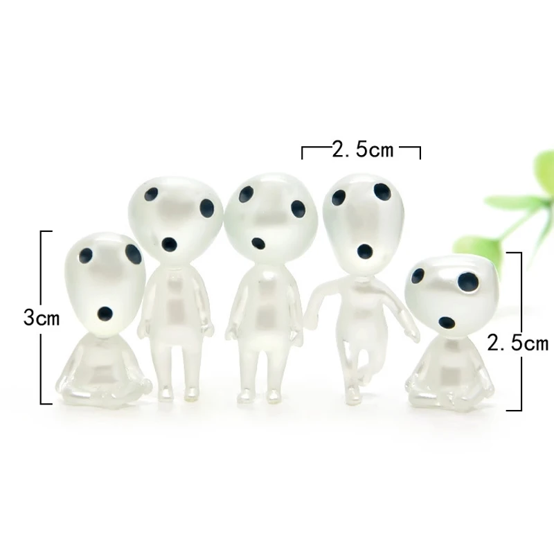 5pcs Miyazaki Hayaos Princess Mononoke Noctilucent Kodama Tree Spirit Resin Action Figures Toys For Kids Gifts - 1