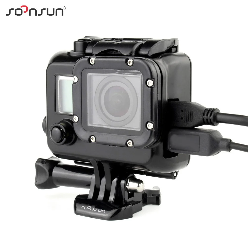 

SOONSUN Blackout Skeleton Housing Case Side Open Case Box with Buckle Mount for GoPro Hero 3 3+ 4 For Go Pro Accessories
