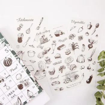 

6pcs/creative Sticker Happy Taste Student Stationery Diy Calendar Book Decor Stickers Diary Album Cute Scrapbook Stickers