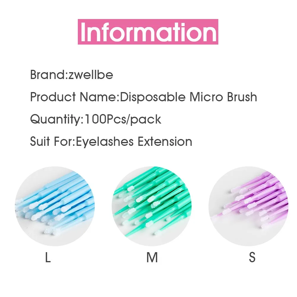 100 шт./пакет одноразовые MicroBrush ресницы человека Расширение ресницы снятия тампон микро-щётка для наращивание ресниц инструменты