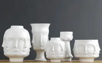 

white Nordic ceramic creative people face vase pot home decor crafts room decoration object porcelain Vintage Art flowers vases