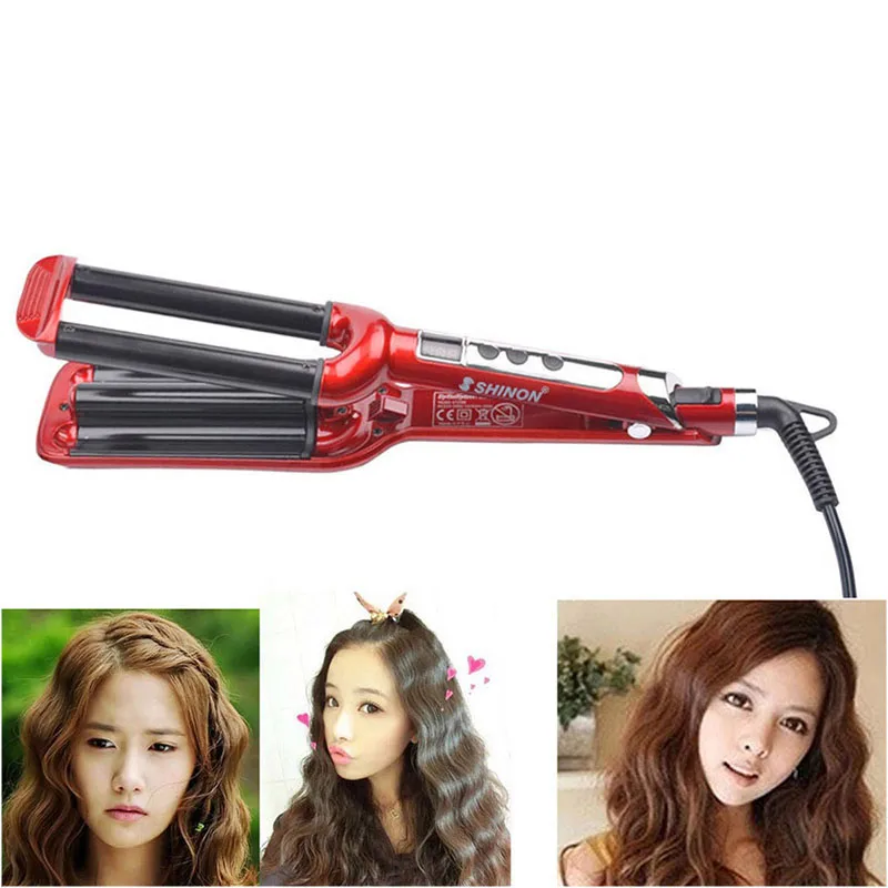 Ceramic Styler Hair curler hair waver roller 3 Triple Barrel Waver With LCD display hair curling iron hair styling tool beauty45 fmk tourmaline ceramic styler hair waver curler roller 3 barrel wavers hair styling tools hair curling iron crimper tongs ht020a