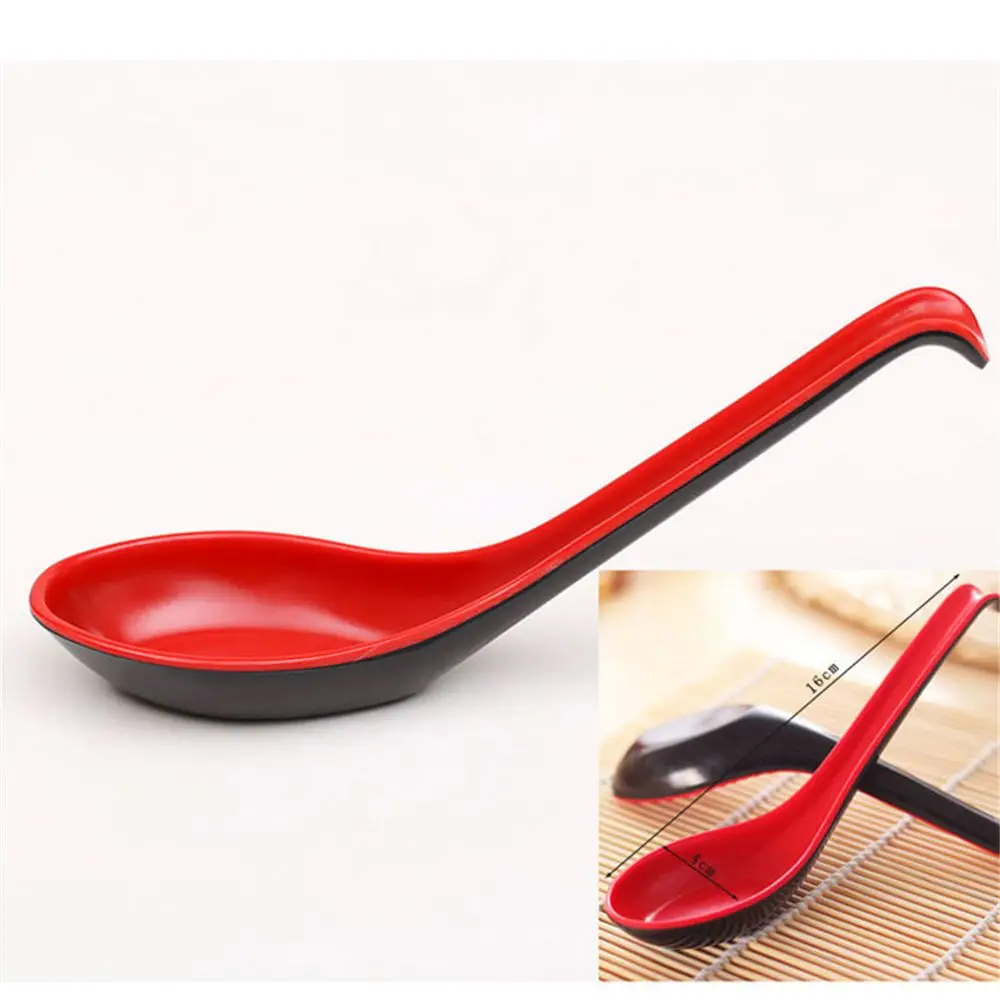 Black Red Plastic Spoon Home Flatware Porridge Bowl Chinese Dinner Spoon Japanese Soup Spoon for Home Restaurant kitchen tools Black Red Plastic Spoon Home Flatware Porridge Bowl Chinese Dinner Spoon Japanese Soup Spoon for Home Restaurant kitchen tools
