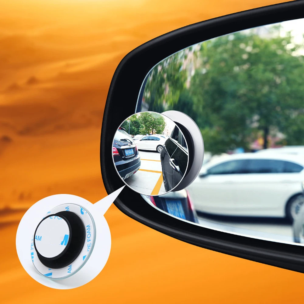 

2pcs Car 360 Degree Framless Blind Spot Mirror Wide Angle Round Convex Mirror Small Round Side Blindspot Rearview Parking Mirror