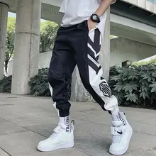Men’s Pants Pocket Cool Loose Men sweatpants HipHop Striped New Fashion Black Joggers Pants Trousers Men Streetwear