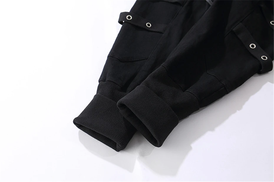 Мужские штаны-шаровары с лентами осенне-зимняя уличная мода панк хип-хоп повседневные брюки Джоггеры мужские брюки для танцев черные WG267