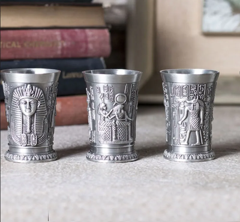 Древний Египет вина чашки металла Искусство ремесло виски Кружка Творческий посуда для напитков Винтаж украшения дома подарок