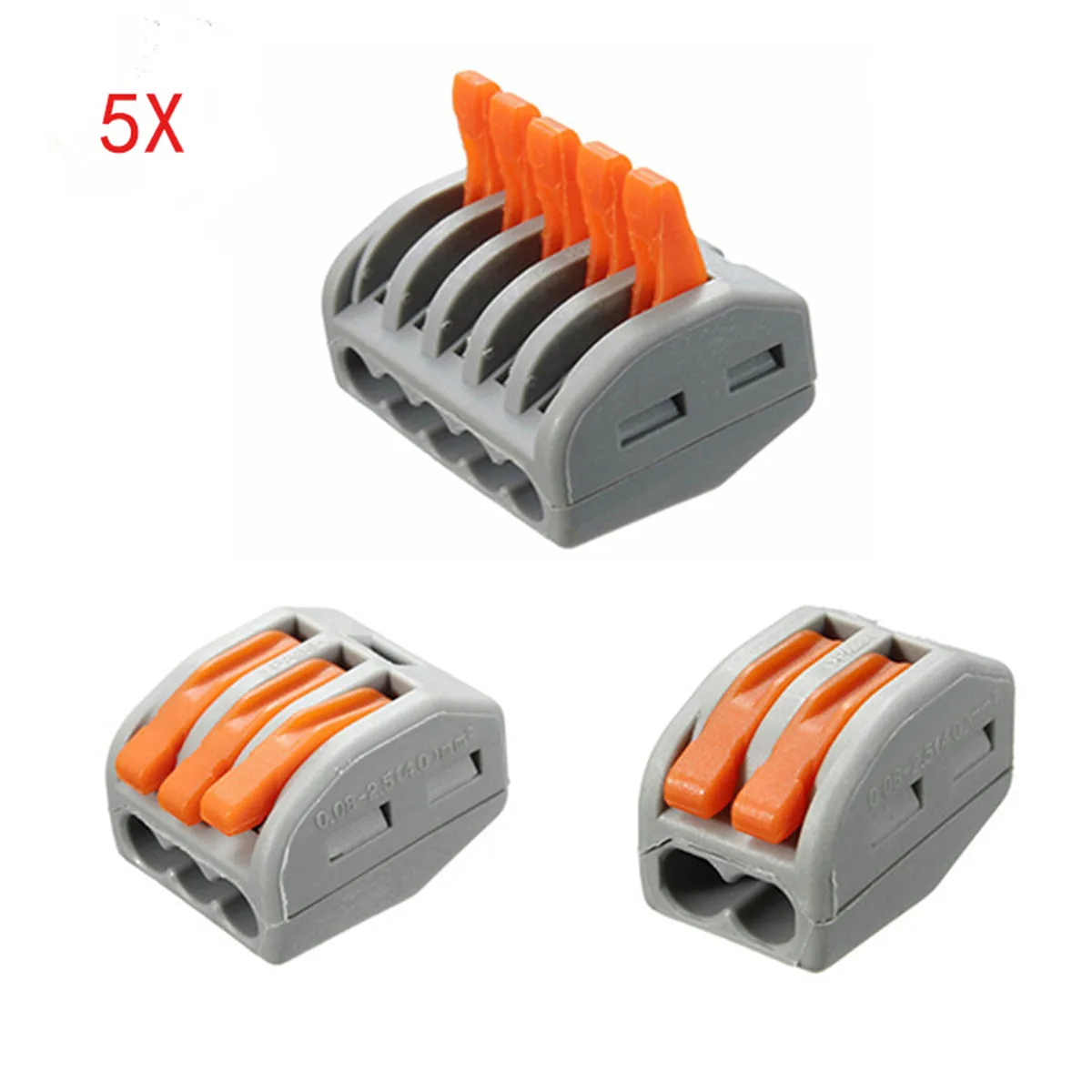 

5pcs ET25 2/3/5 Pins Spring Fast Push Terminal Block Electric 32A Cable Wire Connector Hot