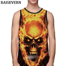 3D Череп Скелет жилет а готическом стиле для мужчин короткий топ для фитнеса рубашки без рукавов мужское Спортивное нижнее белье летние топы тройники Бодибилдинг