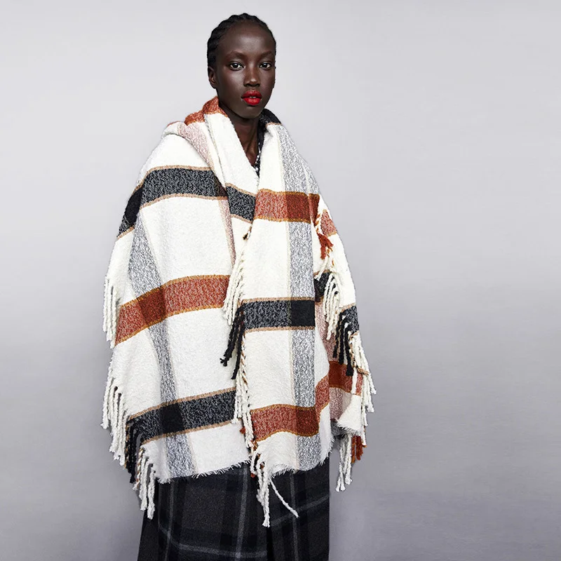 

[BQACCES] 2018 New Winter Thick Warm Cashmere Like Scarves Women Tartan Plaid Acrylic Blanket Scarf Brand Pashmina Shawl Wraps