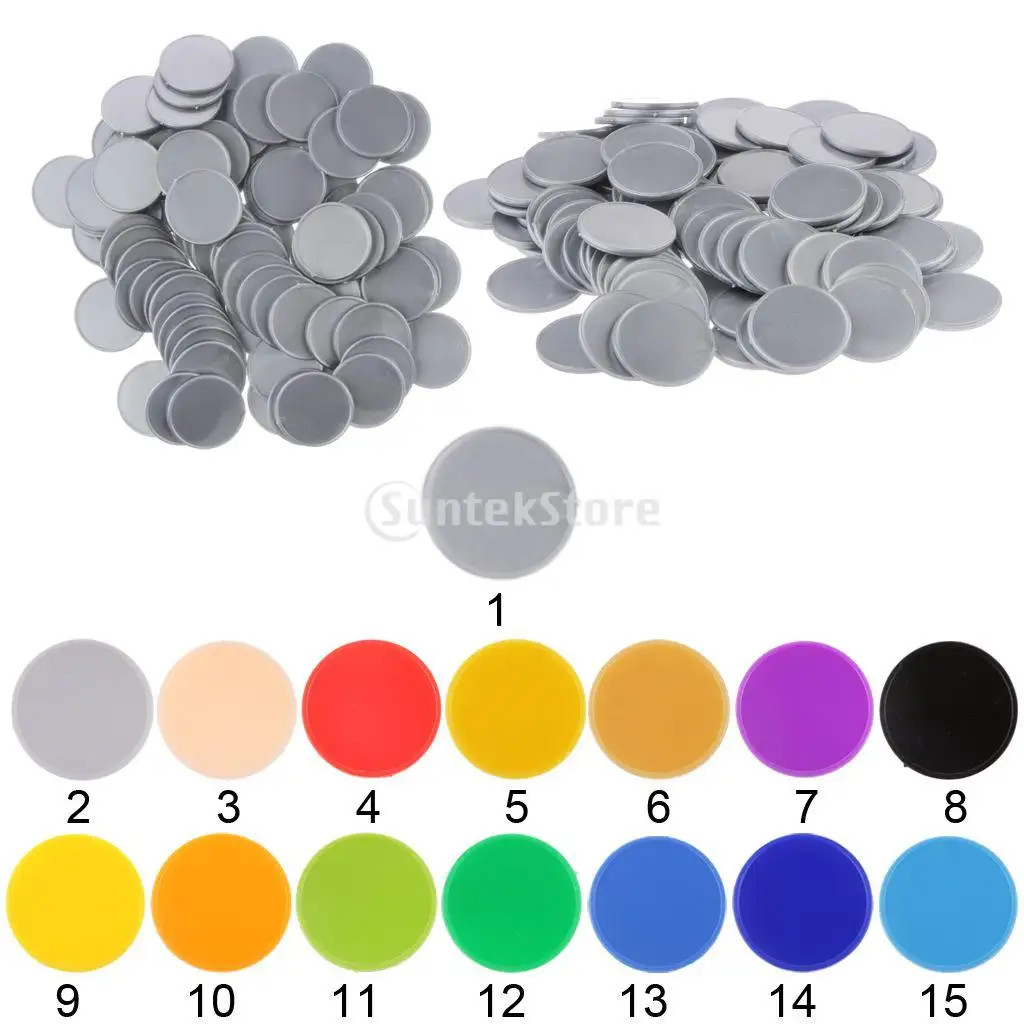 100 Pieces Plastic Poker Chips Bingo Markers Token Toys for Party Casino Board Game Accessory