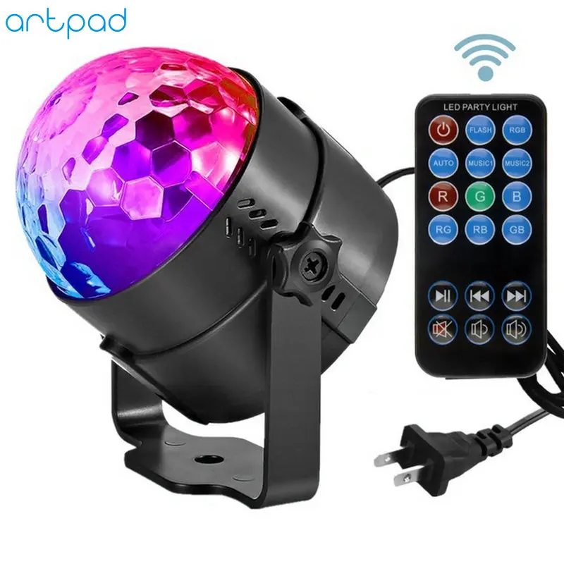 

Artpad Remote Control LED Crystal Magic Ball Light Party Wedding Home 7 Color Changing RGB LED Stage Light With EU/US Plug in