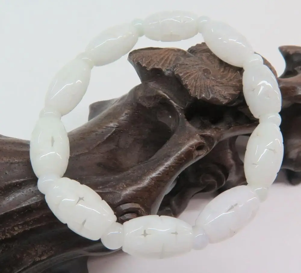 

Natural Grade A Jade (jadeite) 10x16mm Long Oval Bead Bracelet Good Luck 10.16
