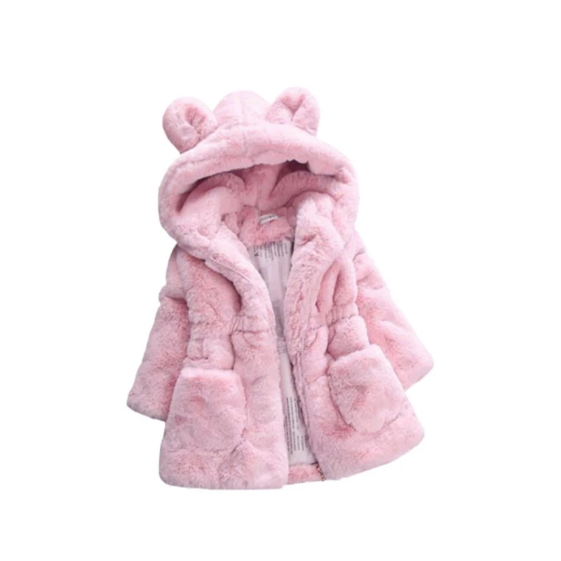 

Girls autumn and winter imitation fur coat 2019 new rabbit ears wool sweater thick quilted plus velvet coat 2-10Y