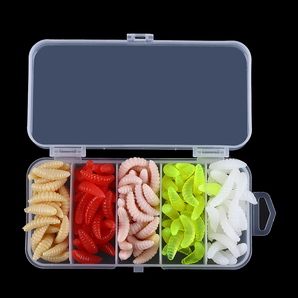 

hot-selling 1 Box Smell worm lures soft bait carp fishing lure set Maggots Shape Tackle artificial fishing tackle FREE SHIPPING