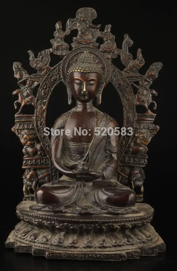 

free Vintage Collection Old Bronze Statue Buddha Enshrined India fast