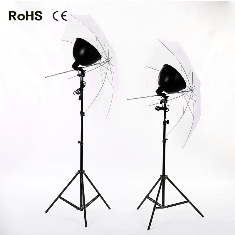 

NEW Photograph Video Studio Umbrella 90w light set Studio 2*33inch umbrella+2*2m light stand+2*E27 lamps holder+2*Aluminum cover