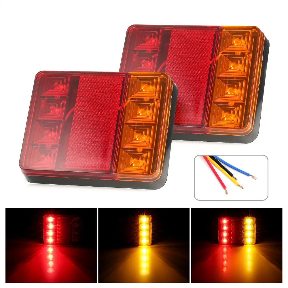 

2Pcs Car Truck LED Rear Tail Light Warning Lights Rear Lamps Waterproof Tailight Parts for Trailer Caravans DC 12V 24V