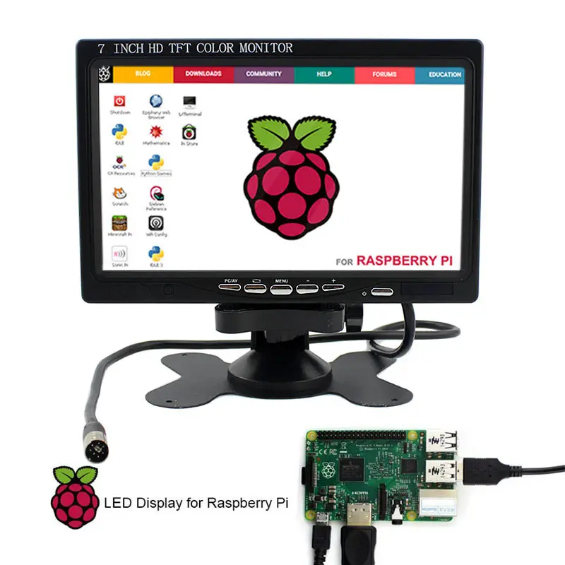 Электронный дисплей Raspberry Pi 3 7 дюймов ЖК-монитор с HDMI экраном 1024x600 TFT дисплей для Raspberry Pi B/B+ Win7 8 XP 2000