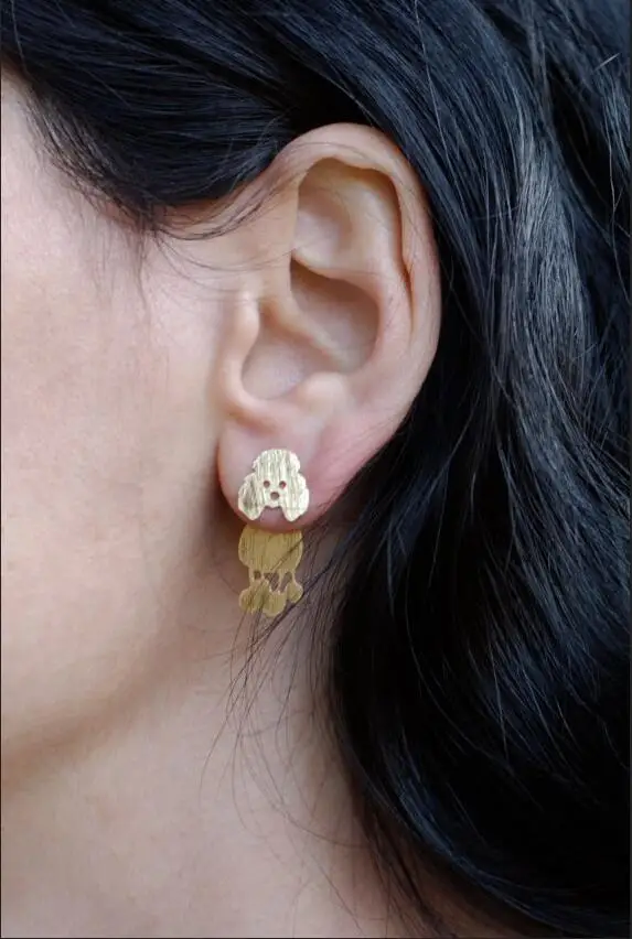 Wholesale Poodle Earrings Dog Ear Lover Gifr Studs Gold poodle Posts | Украшения и аксессуары