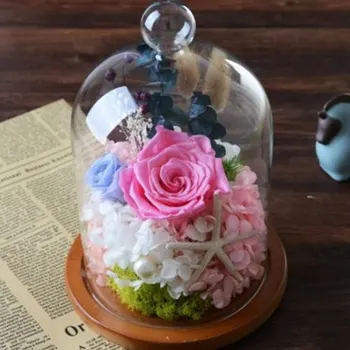 

Glass And Wooden bamboo base Party Event Decoration Cake Cover Valentine's Day Gift Party Holiday DIY Home Decor