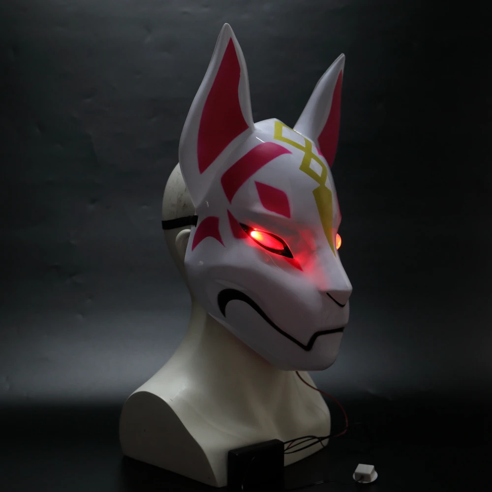 Kitsune форта нитер маска дрейф лиса маска со светодиодным светильник Battle Royale полный лицо Хэллоуин Вечерние Маски лучшие продажи костюм маска