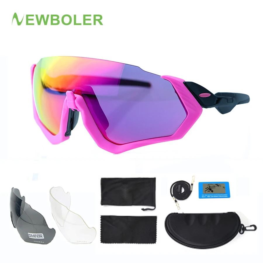 NEWBOLER Polarized Cycling Sunglasses Women Pink MTB Road Bike Glasses
