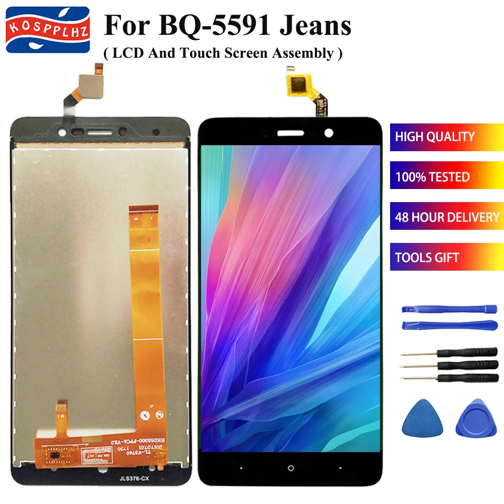 

KOSPPLHZ New For BQ Mobile 5591 BQ-5591 Jeans LCD Display+Touch Screen Digitizer Assembly Repair Panel Glass BQ5591+tools
