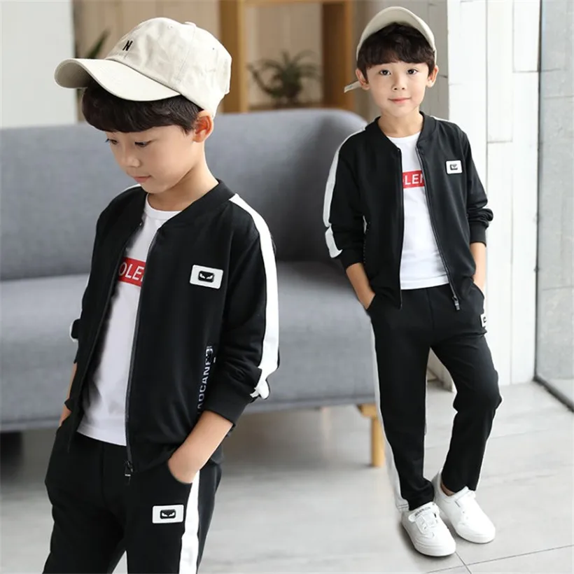 

Kid Boy Autumn Clothes Set Cotton Kids Clothing Cartoon Printed Long Sleeve Boy Coat T shirt Pants 3Pcs/set 5 7 8 10 12 13 Years
