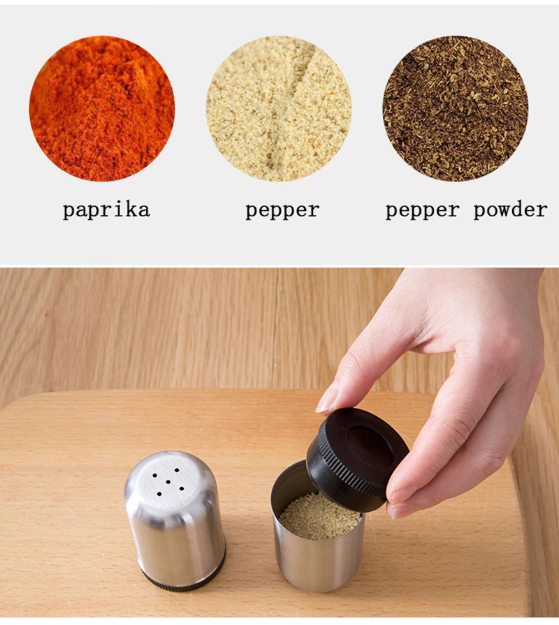 TUUTH Stainless Steel Condiment Container Sugar Salt Pepper Flour Cumin Seasoning Bottle Kitchen Herb Spice Tools B6