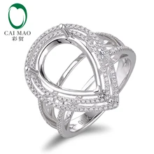 11x15mm Pear shape 18K white gold Natural 0.50ct Diamond Engagement Ring Jewelry Semi Mount Setting Ring