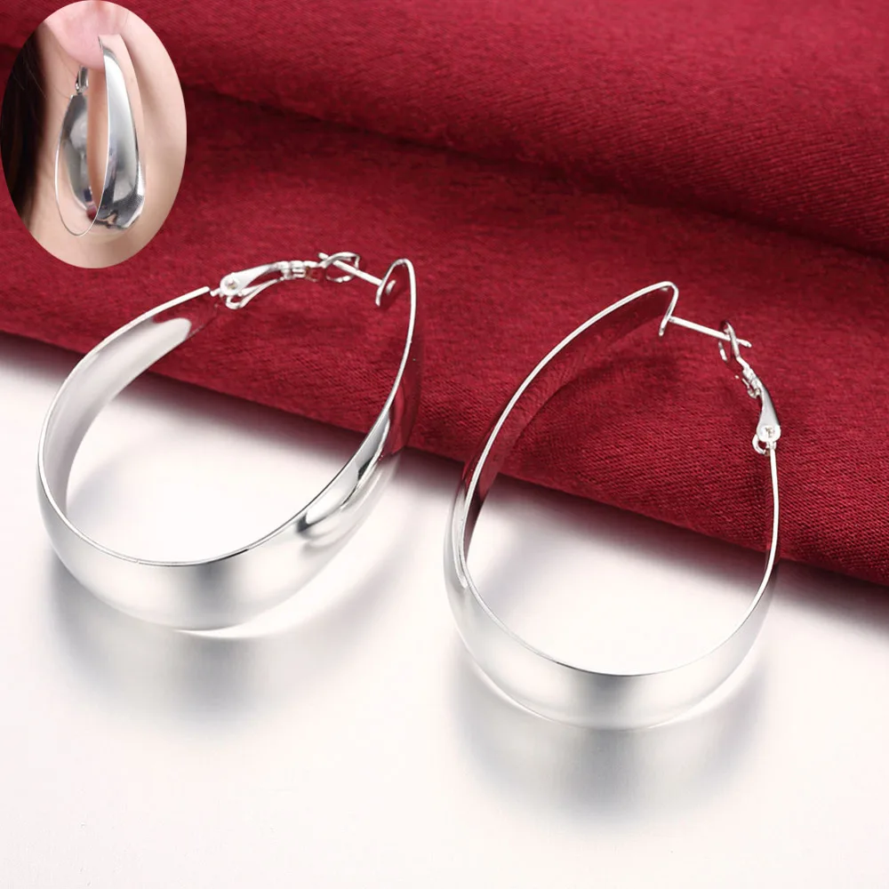 

Wholesale 925 Jewelry Silver Earring Fashion Jewelry Solid U Shaped Earrings for Women Silver Party Earrings Girls Gifts