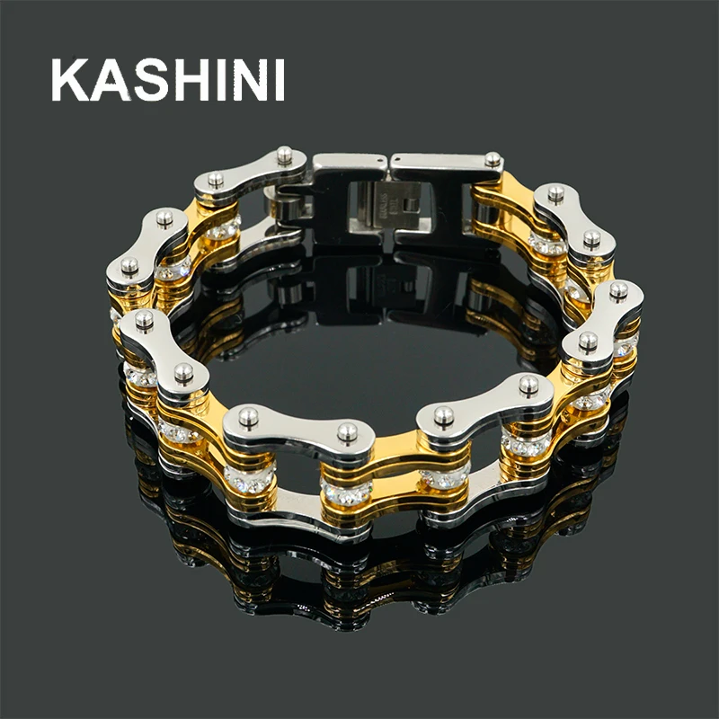 

Stainless Steel Bicycle Chain Gold Color Bracelets & Bangles Motorcycle Chain Men's Bracelet Men Biker Men Jewelry Gift
