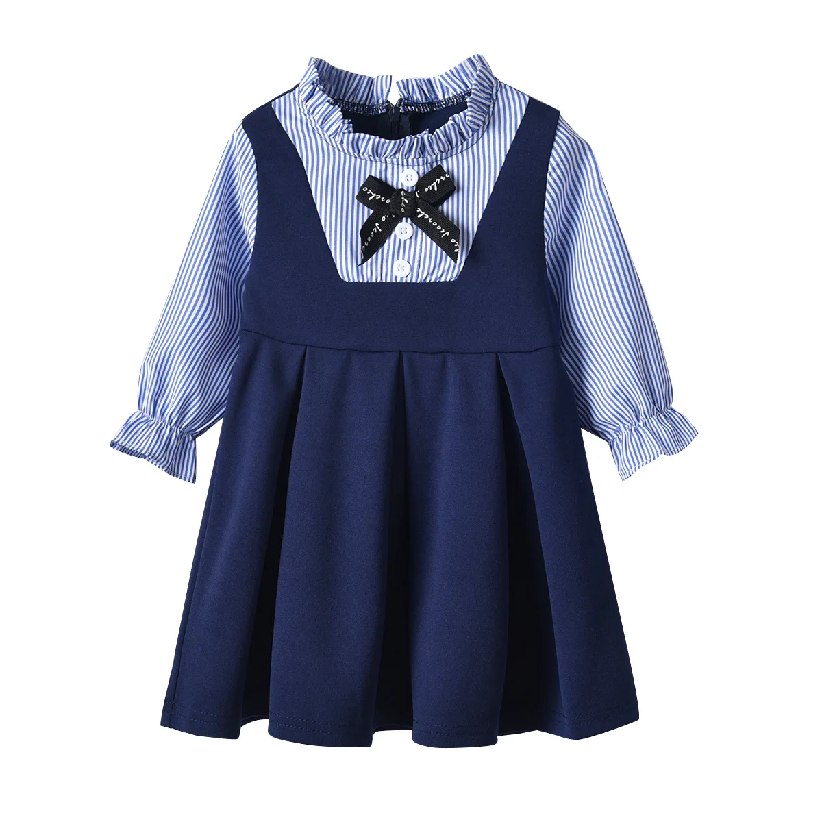 

HI&JUBER 2019 New Baby Girl Princess Dress Long Sleeve Pleated Design Toddler Children Girls Clothing Kids Dresses