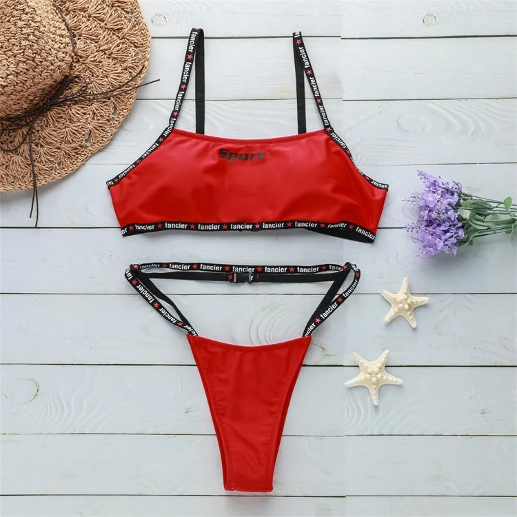 

Sexy Bikini Solid Sport Swimwear Women Thong Bikini Swimwear Biquinis Brazilian Bikini Set Bathing suits Beach Wear Swimsuit