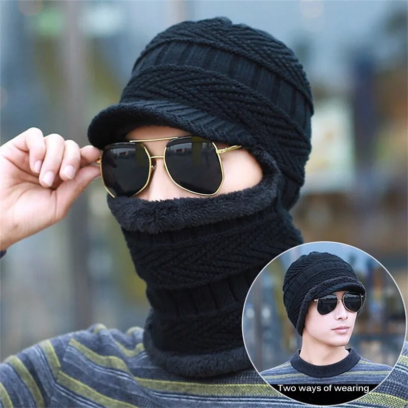 

Winter Mask Neck Warmer Knitted Skiing Bibs Hat Snow Sport Snowmobile Men Ladies Beanie Skullies warm Thicken Scarf Mask