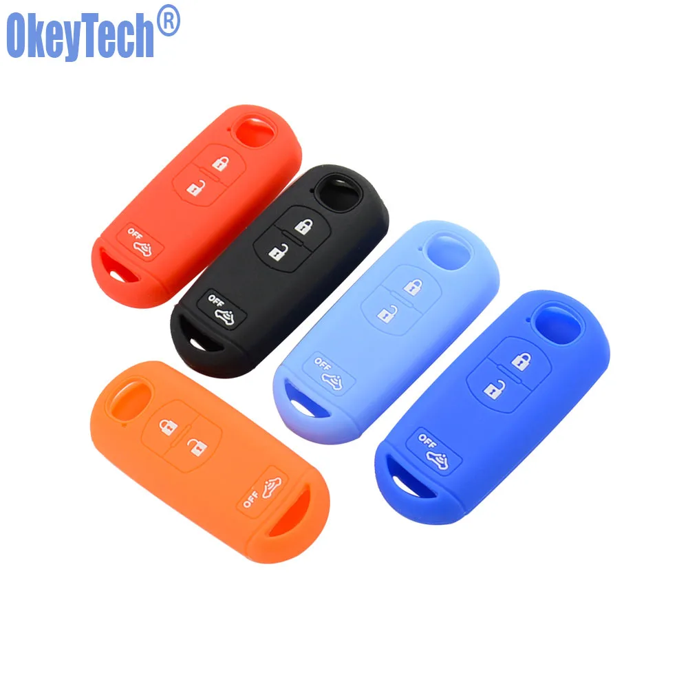 OkeyTech Silicone Car Key Cover FOB Case For Mazda 2 3 5 6 CX5 CX-5 M2 M3 M5 M6 GT 2015 2016 With 3 Buttons Key Car-styling