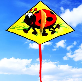 

free shipping high quality children kite wholesale ladybug kite with handle line ripstop nylon fabric eagle kite flying toys
