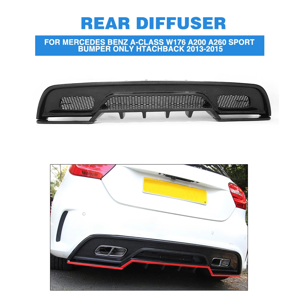 

Rear Bumper Diffuser Lip Spoiler For Mercedes Benz A Class W176 A250 A45 AMG Sport Bumper Hatchback 2013 2014 2015 Carbon Fiber