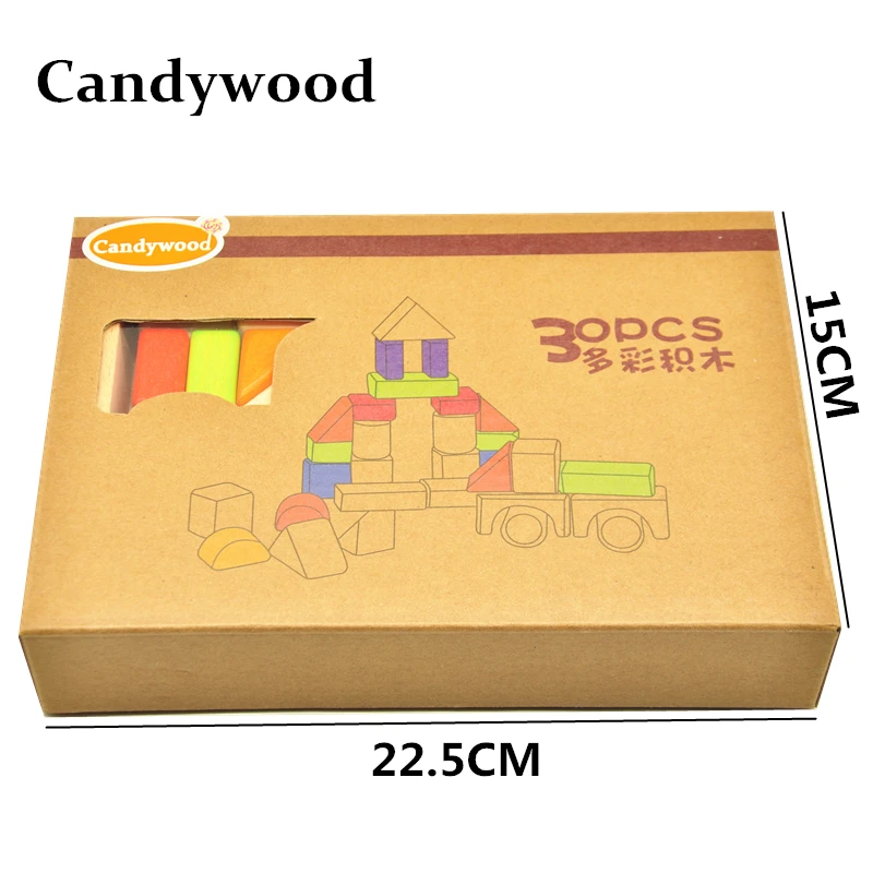 30 unids construcción de madera de haya Blocs colorido Blocs aprendizaje y educación montessori madera Juguetes brinquedos educativos