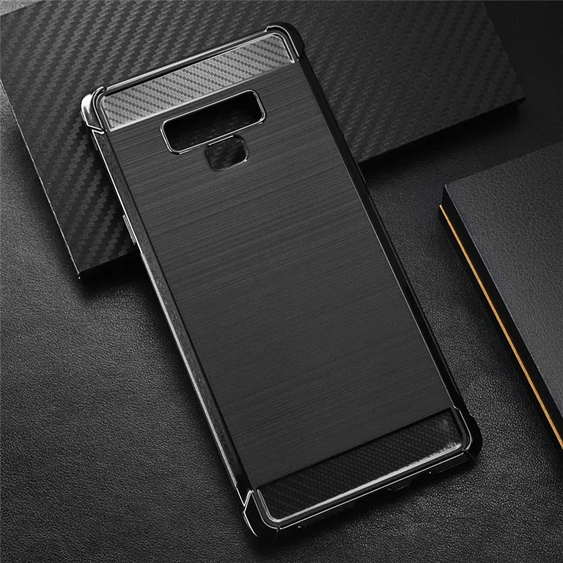 Четыре угла противоударный чехол для samsung Galaxy Note9 углеродного волокна матовый ТПУ