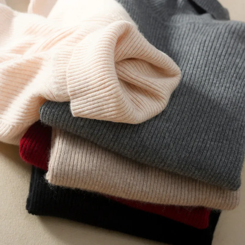 

2019 autumn and winter cashmere sweater high collar slim sweater women's shirt long-sleeved solid color sweater shirt