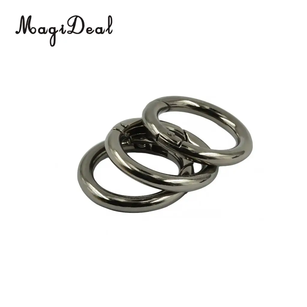 MagiDeal 3 Pieces Round Spring Snap Hooks Clip Handbag Purse Shoulder Strap Clasp